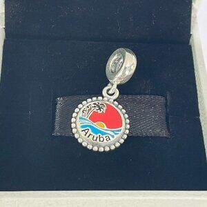 Pandora Destinations Charm Aruba Yellow Two-Sided CZ Sterling Pendant